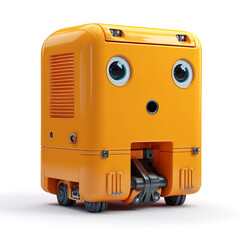 Cute Orange Robot with Surprised Expression - 3D Render