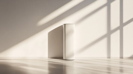 Fototapeta premium Cylinder on floor in sunlit room