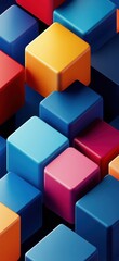 Obraz premium Colorful 3D blocks abstract background, perspective view, for design, illustration, creative projects, or presentations