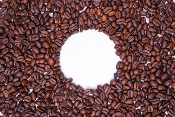 Set of fresh roasted coffee beans isolated on white background.