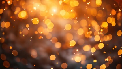 Obraz premium Golden bokeh lights, celebratory background, festive abstract