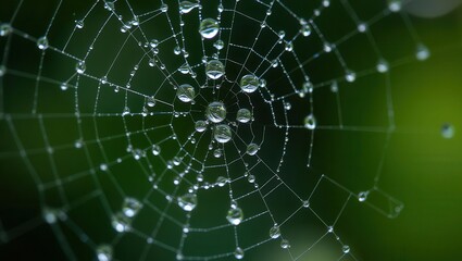 Naklejka premium Delicate Spiderweb with Dew