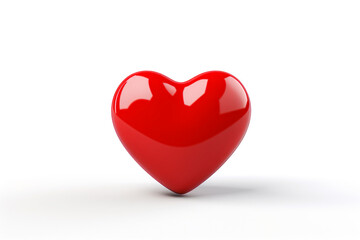 Fototapeta premium Glossy red heart symbol on white background reflecting light