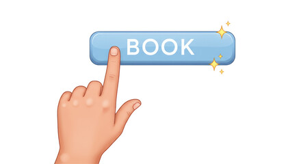 Isolated Hand clicking a book button