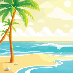 tropical beach with palm trees