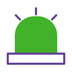 Vibrant Green Emergency Beacon Illustration with Striking Purple Accents
