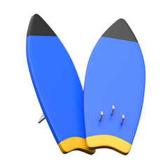Surfboard 3D icon on transparent background	
