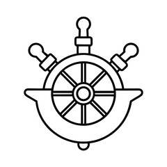Obraz premium Ship Wheel Nautical Icon Outline