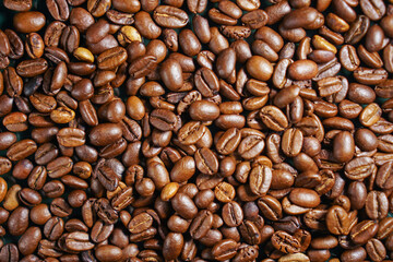 Set of fresh roasted coffee beans