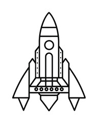 Simple Rocket Ship Line Art Icon