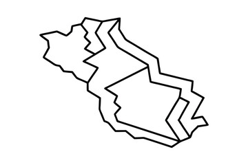 Simplified Line Art Map of Paraguay