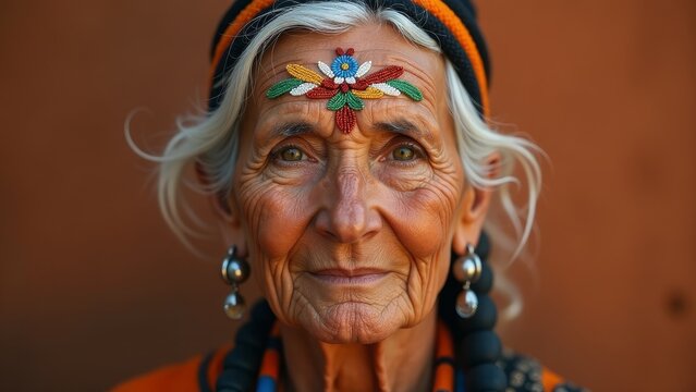 Kalash Elderly Woman With Traditional Ornament