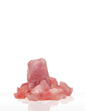 Pink Himalayan Salt Crystals on White Background