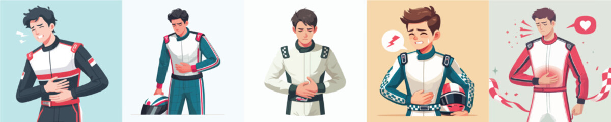 vector racer having stomach ache