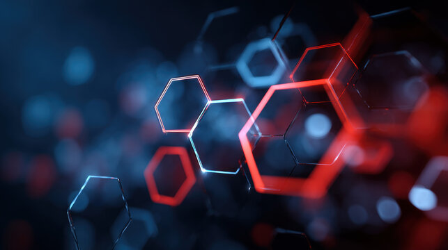 Futuristic Hexagon Network Tech Design in Dark Theme
