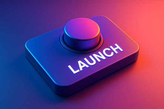 3D Vibrant Launch Button for Startup Landing Pages with Futuristic Style
