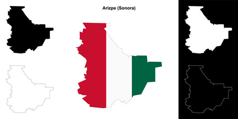 Arizpe municipality (Sonora) outline map set