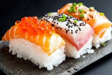 Variety Sushi Pieces on Slate Plate