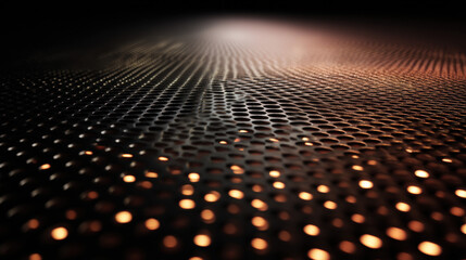 Glowing Dots on Futuristic Metallic Grid