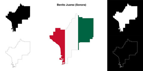 Benito Juarez municipality (Sonora) outline map set
