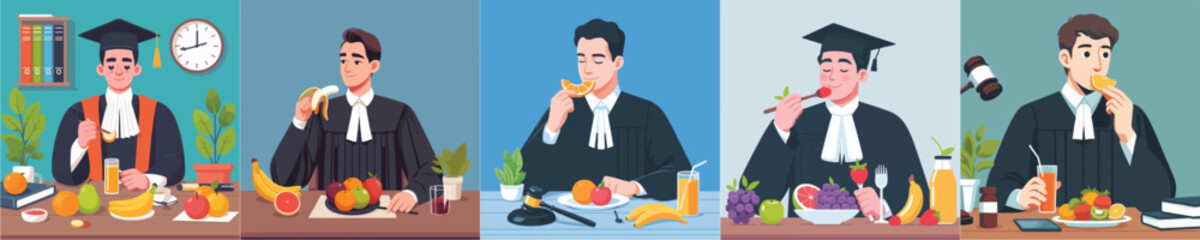 judge character vector eating fruit