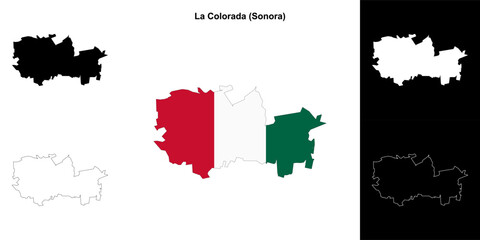 La Colorada municipality (Sonora) outline map set
