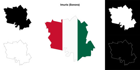 Imuris municipality (Sonora) outline map set
