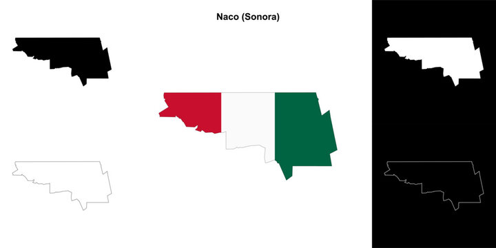 Naco municipality (Sonora) outline map set