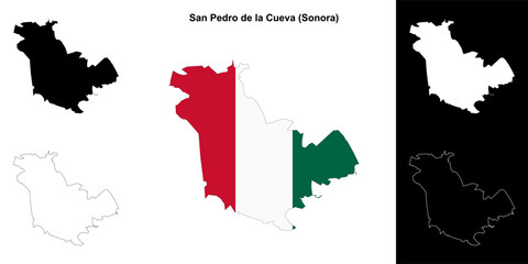 San Pedro de la Cueva municipality (Sonora) outline map set