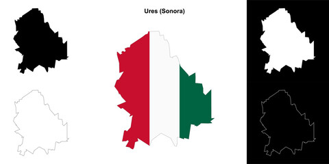Ures municipality (Sonora) outline map set