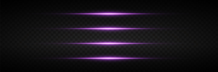 Horizontal laser line light effects. On transparent background.