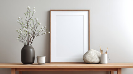 Nordic Style Wooden Frame with Elegant Vase Decor