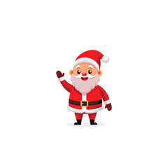 Santa Claus Cartoon Waving Hand Christmas Illustration.