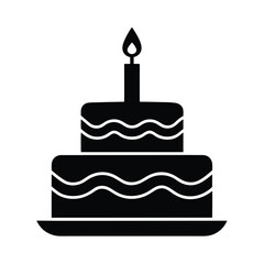birthday cake icon silhouette vector illustration