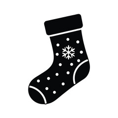 christmas stocking icon silhouette vector illustration
