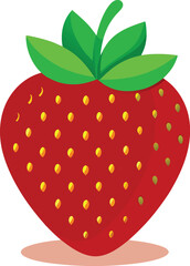 Vibrant Red Strawberry Cartoon Style Graphic Design with Bold Colors.