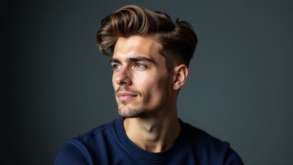 Obraz premium Handsome Man With Trendy Hairstyle Portrait