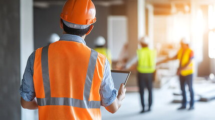 Construction Site Supervisor Using Tablet