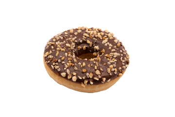 Donut au chocolat aux pépites de cacahuètes, au format PNG pour incrustation
