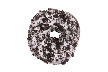 Donut noir et blanc Oreo vue de dessus, au format PNG pour incrustation