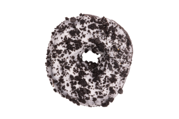 Donut noir et blanc Oreo vue de dessus, au format PNG pour incrustation