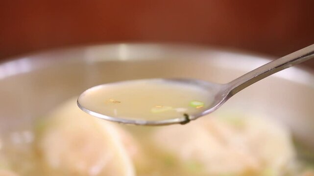 Spoonful of mandu soup