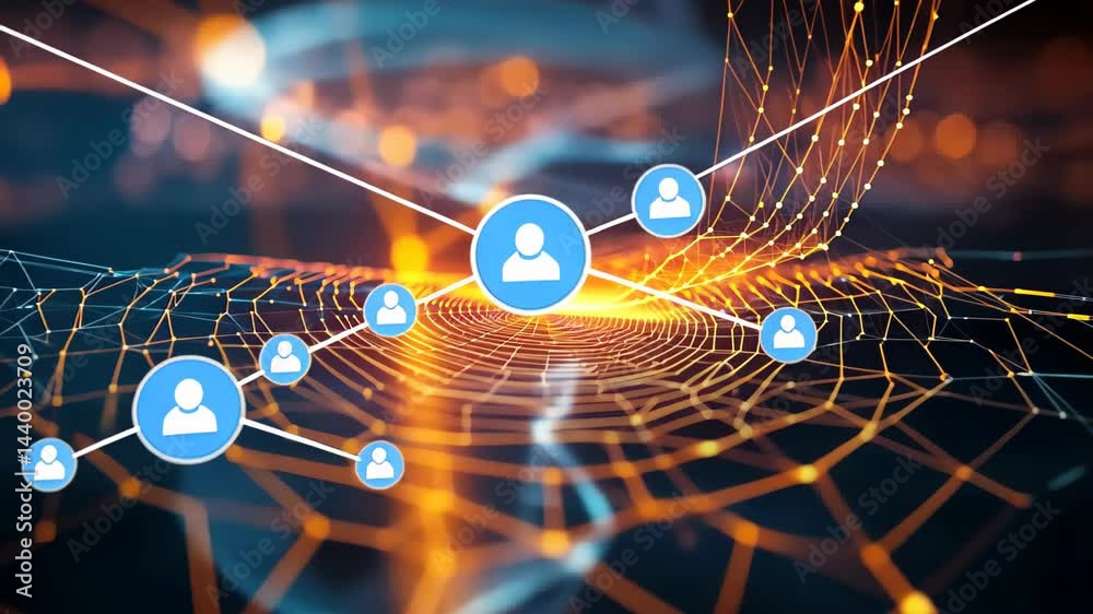 Poster exploring the vibrant connections of digital networks in a mesmerizing visual journey through time a