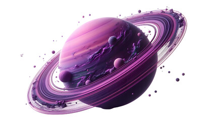 purple ring planet isolated on white background