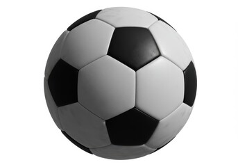 Fototapeta premium A close up view of a soccer ball with black and white patches on a white isolated background image object