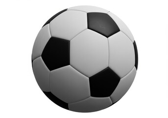 A classic black and white soccer ball isolated on a white background in a studio setting view from above
