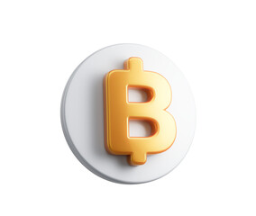 White circular icon with a Golden Thai Baht currency symbol in the center. 3D Illustration