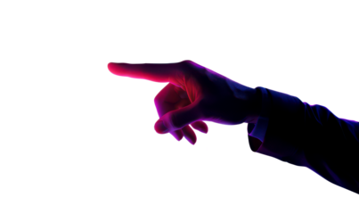 Elegant Hand Gesture with Neon Lighting Isolate on Transparent Background, cutout, png