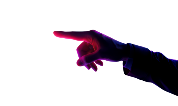 Elegant Hand Gesture with Neon Lighting Isolate on Transparent Background, cutout, png - Powered by Adobe