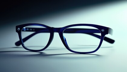 Dark blue reading glasses on smooth surface highlighting eyewear fashion and vision clarity